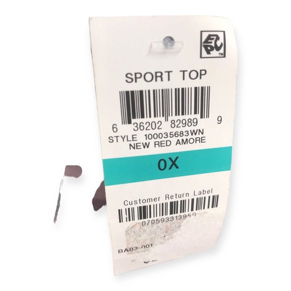 NEW! Karen Scott Woman Sport Top Wmns Sz 0X Red Black White Striped 3/4 Sleeve - Picture 3 of 5